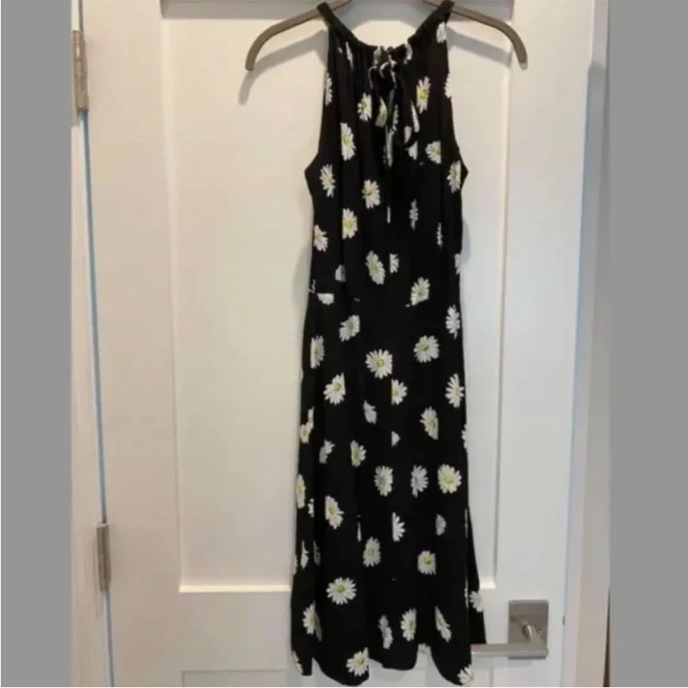 Black Daisy Floral Kate Spade High Neck Midi Sleeveless Dress [Size 2]